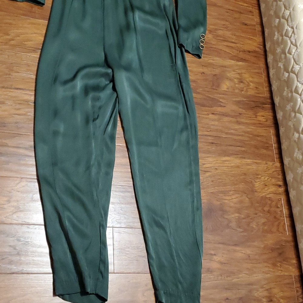 Free People BOHO I am a woman ankle green moss  jumpsuit long sleeves. XS 0 2 - Picture 7 of 15